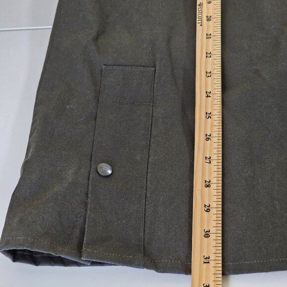 VTG Lavenir Wax Chore Coat Men 36 Military Green LS Lined Cotton Equestrian Hood - Picture 8 of 16